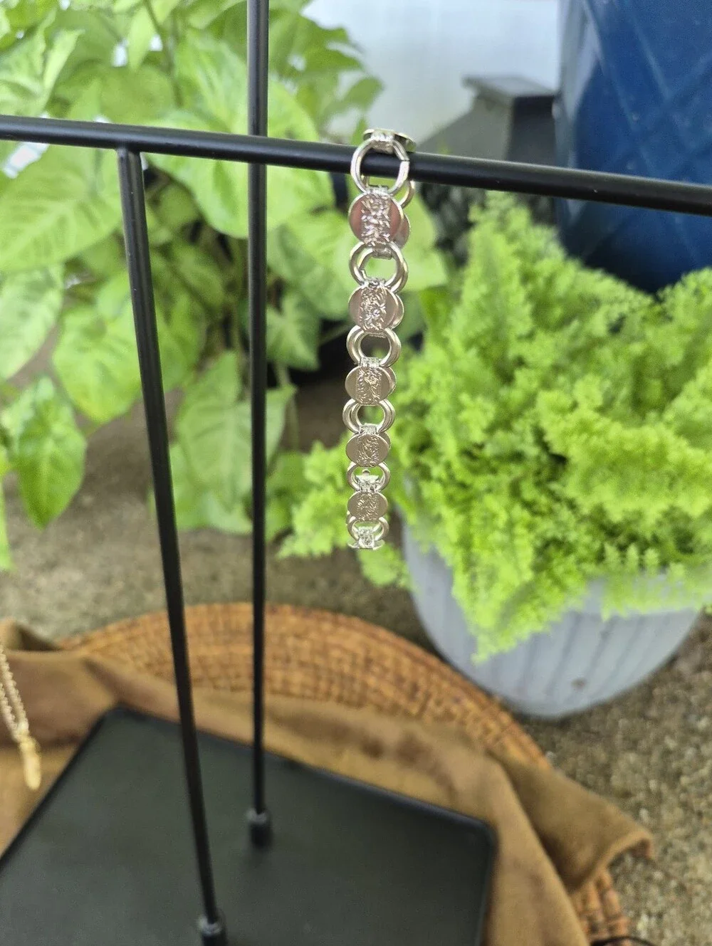 Vintage Classic Silver-Tone Coin Link Bracelet - Women